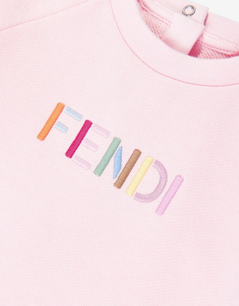 Fendi Baby Girls Logo Sweater Dress in Pink