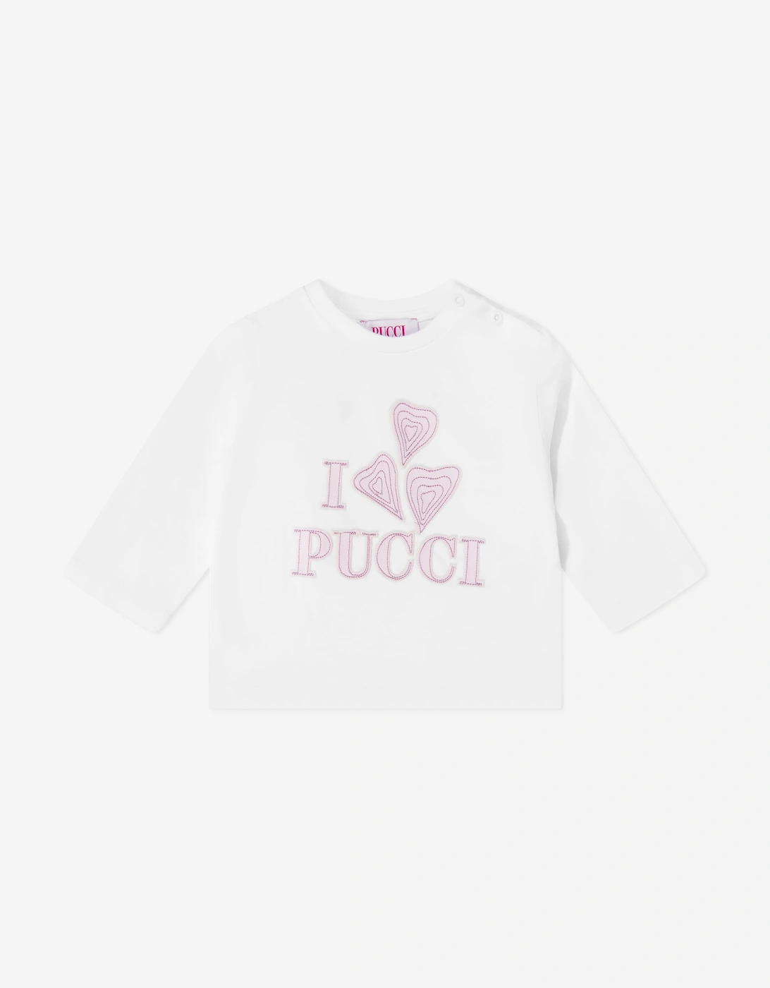 PUCCI Baby Girls Long Sleeve Logo T-Shirt in White