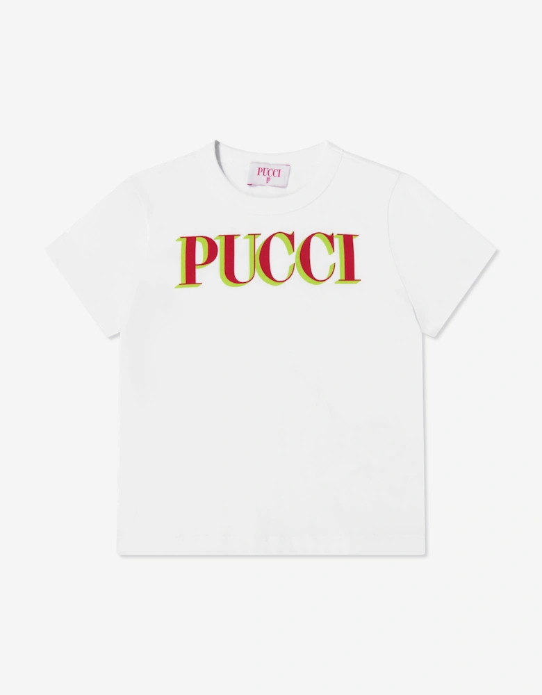 PUCCI Girls Logo T-Shirt in White