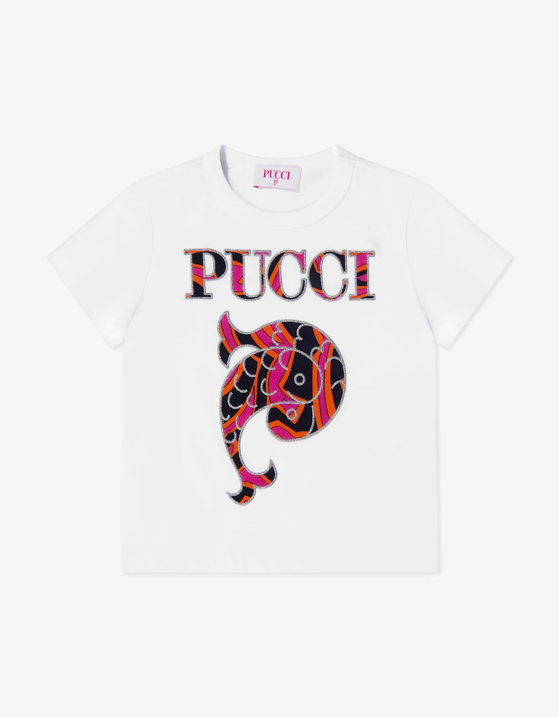 PUCCI Girls Fish Logo T-ShIrt in White