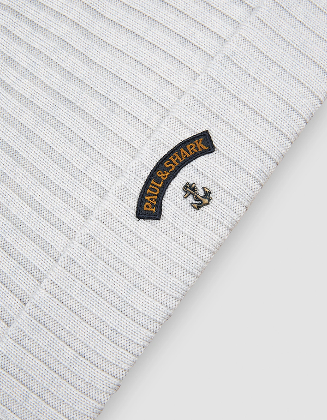 Paul & Shark Ribbed Wool Beanie With Anchor Badge - One Size - Navy - Image 2