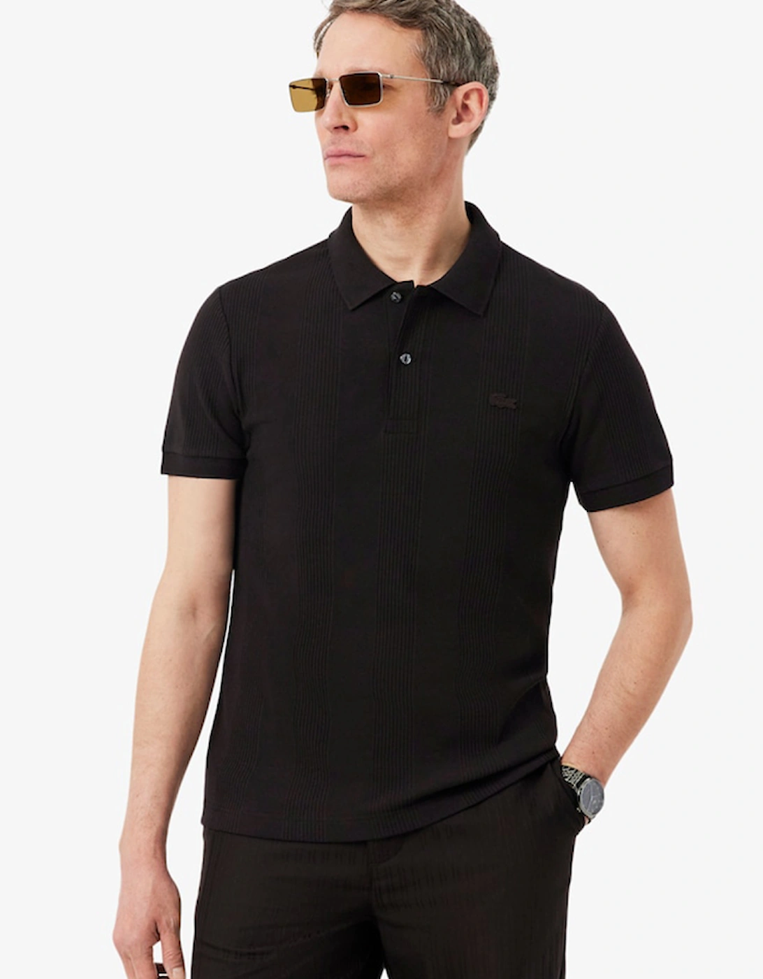 Lacoste Regular Fit Ribbed Knit Polo Shirt
