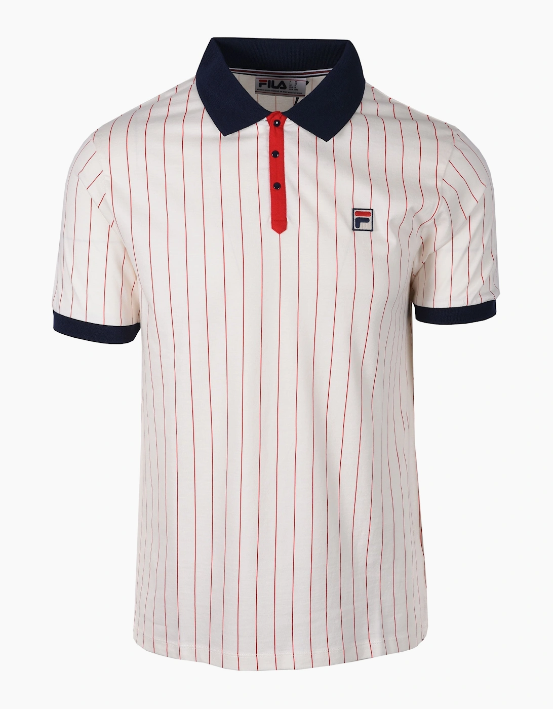 Fila Vintage Classic Vintage Striped Polo Shirt Gardenia/Fila Navy/Fila Red
