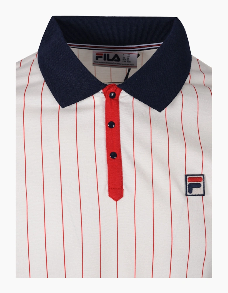 Fila Vintage Classic Vintage Striped Polo Shirt Gardenia/Fila Navy/Fila Red