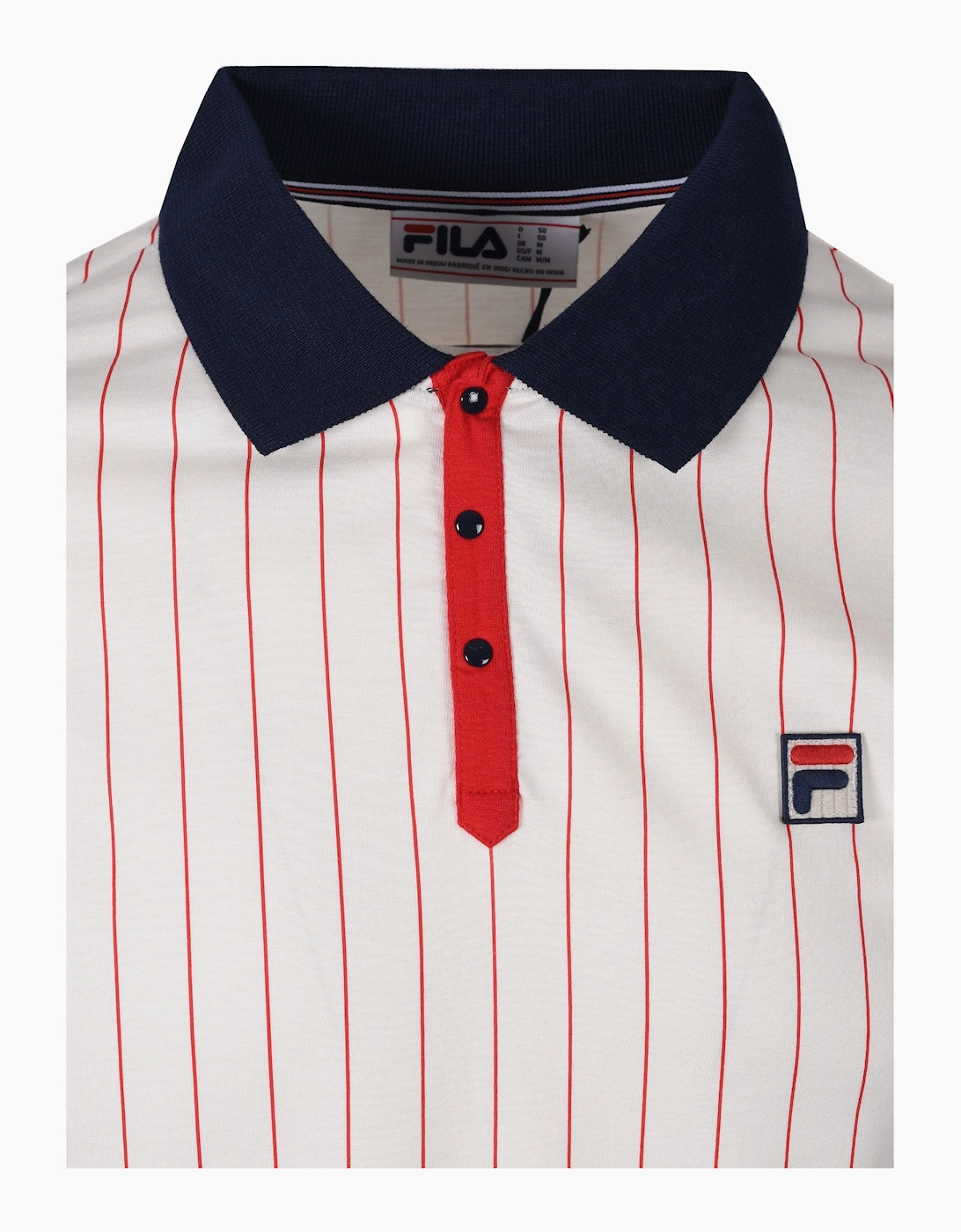 Fila Vintage Classic Vintage Striped Polo Shirt Gardenia/Fila Navy/Fila Red