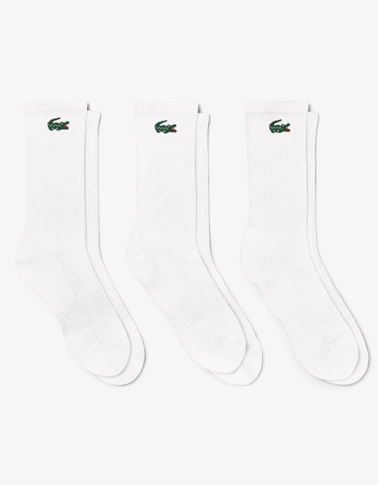 Lacoste 3-Pack Long Mens Sport Socks - White 001