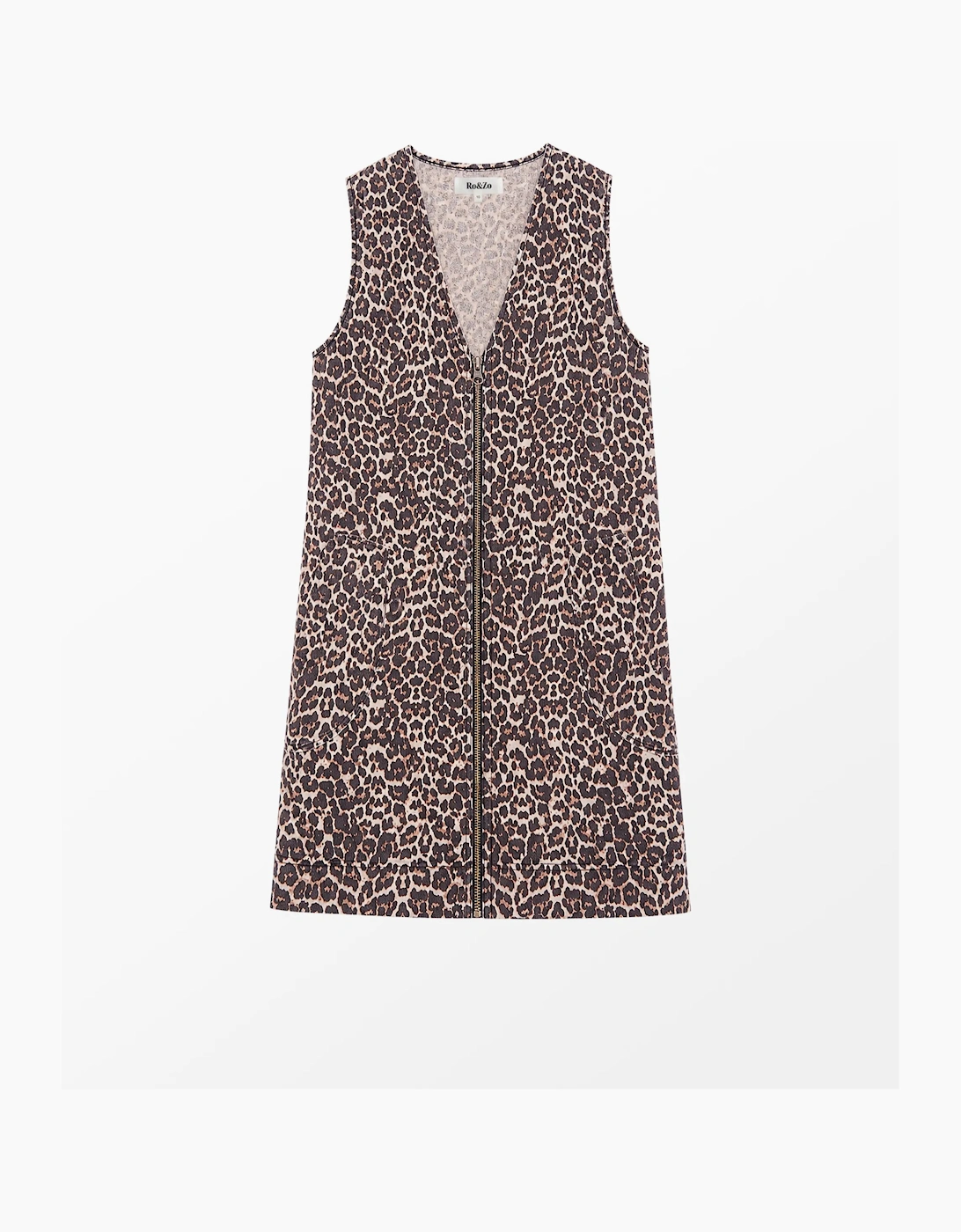 Petite Leopard Print Denim Zip Front Mini Dress