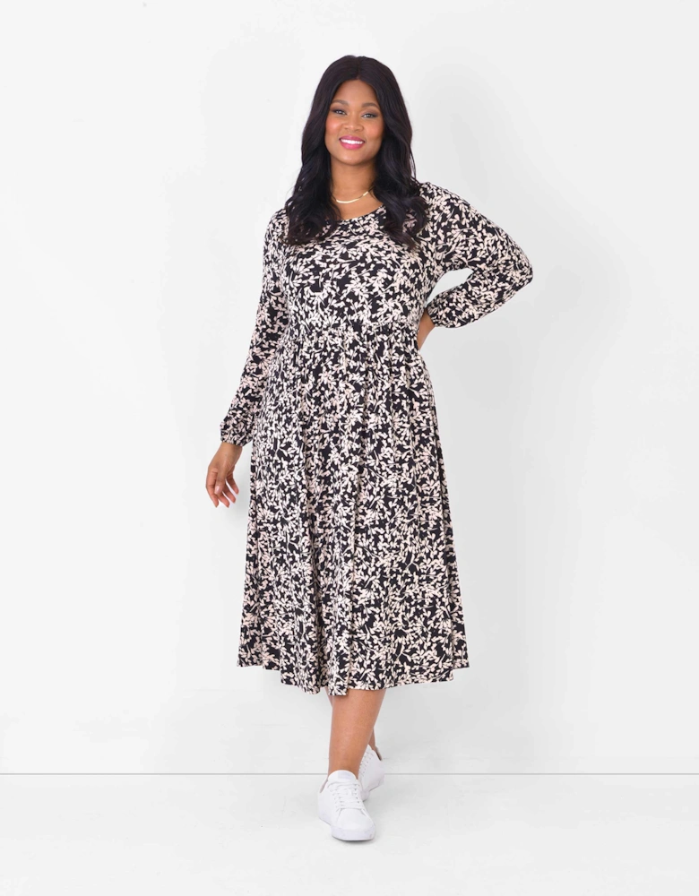 Multi Print Jersey Midi Dress