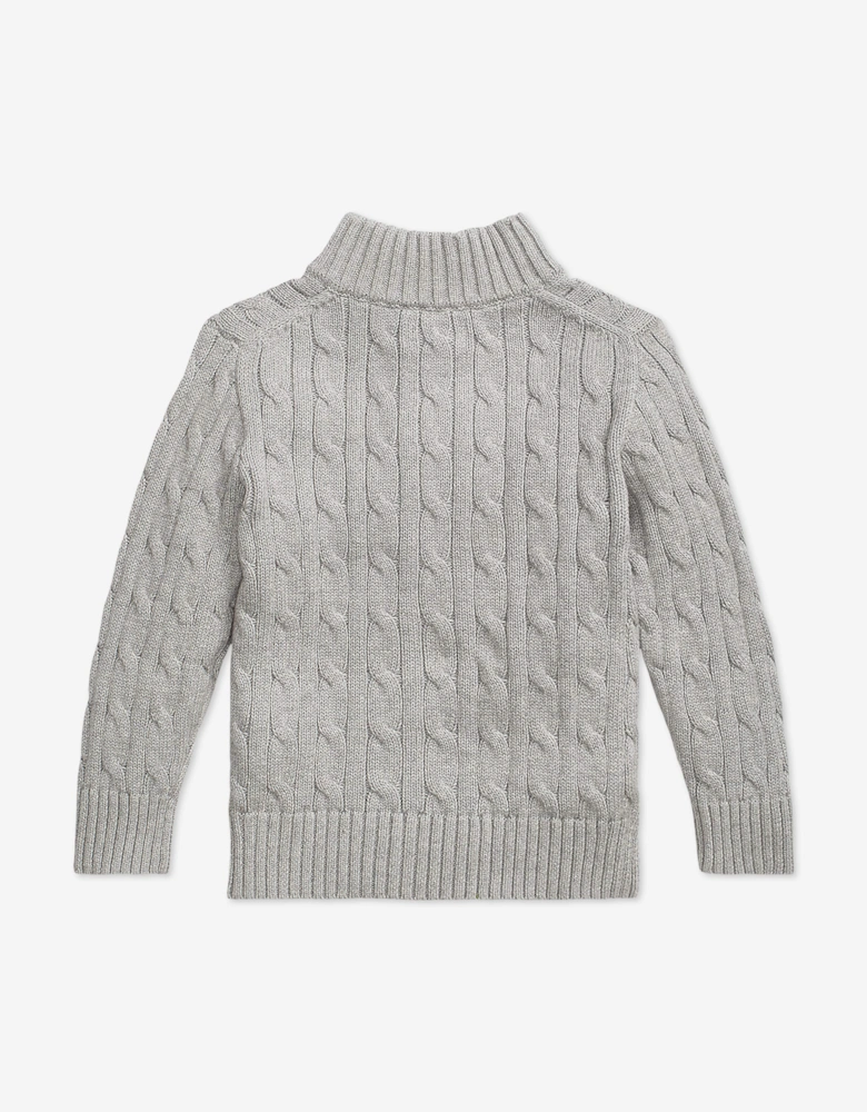 Ralph Lauren Boys Cable Knit Half Zip Jumper in Grey