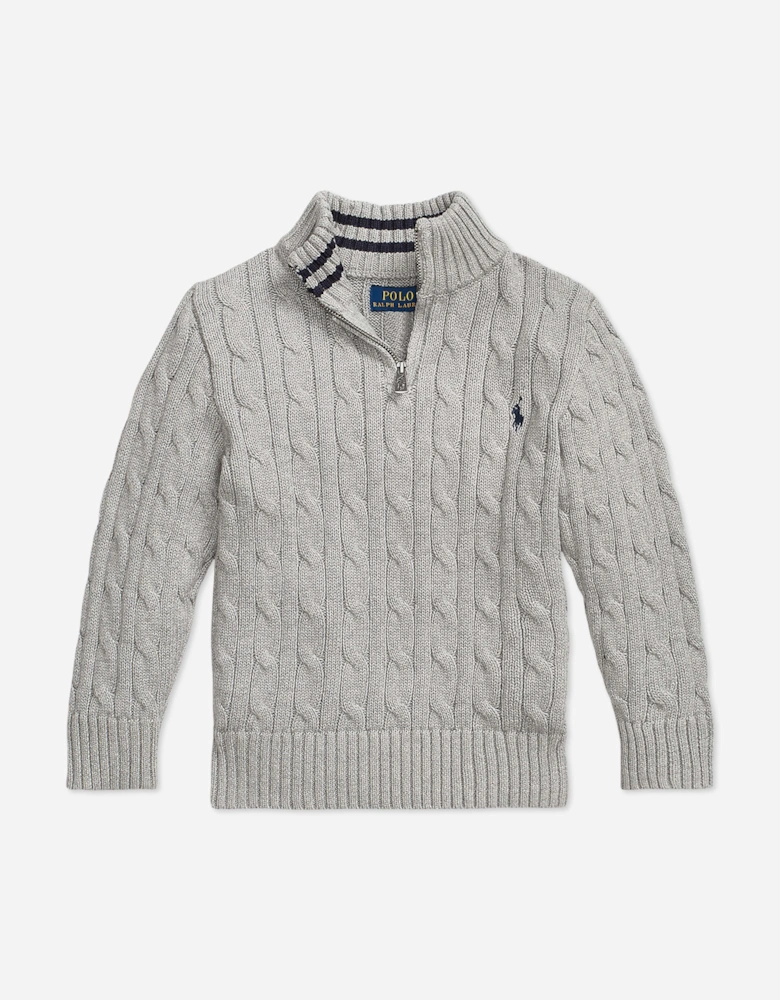 Ralph Lauren Boys Cable Knit Half Zip Jumper in Grey