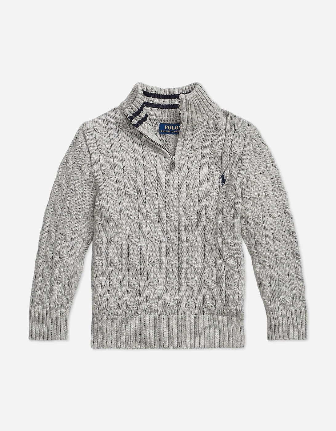 Ralph Lauren Boys Cable Knit Half Zip Jumper in Grey