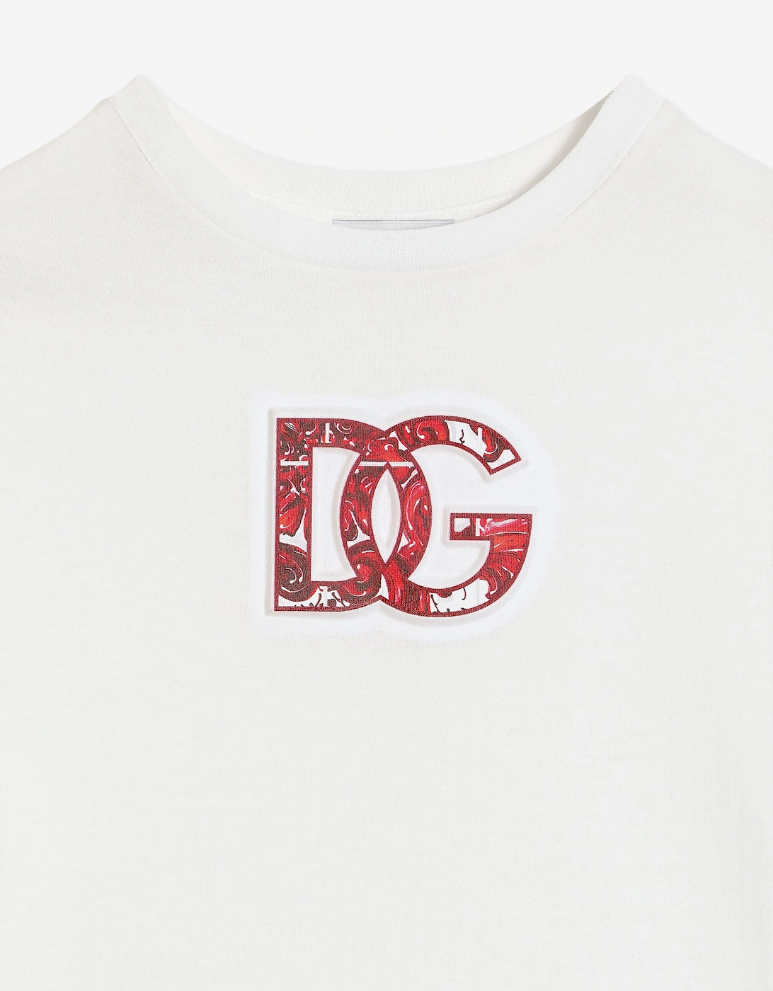 Dolce & Gabbana Boys Embossed Majolica Logo T-Shirt in White