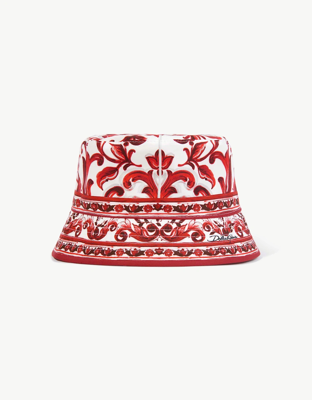 Dolce & Gabbana Boys Majolica Print Bucket Hat in Red