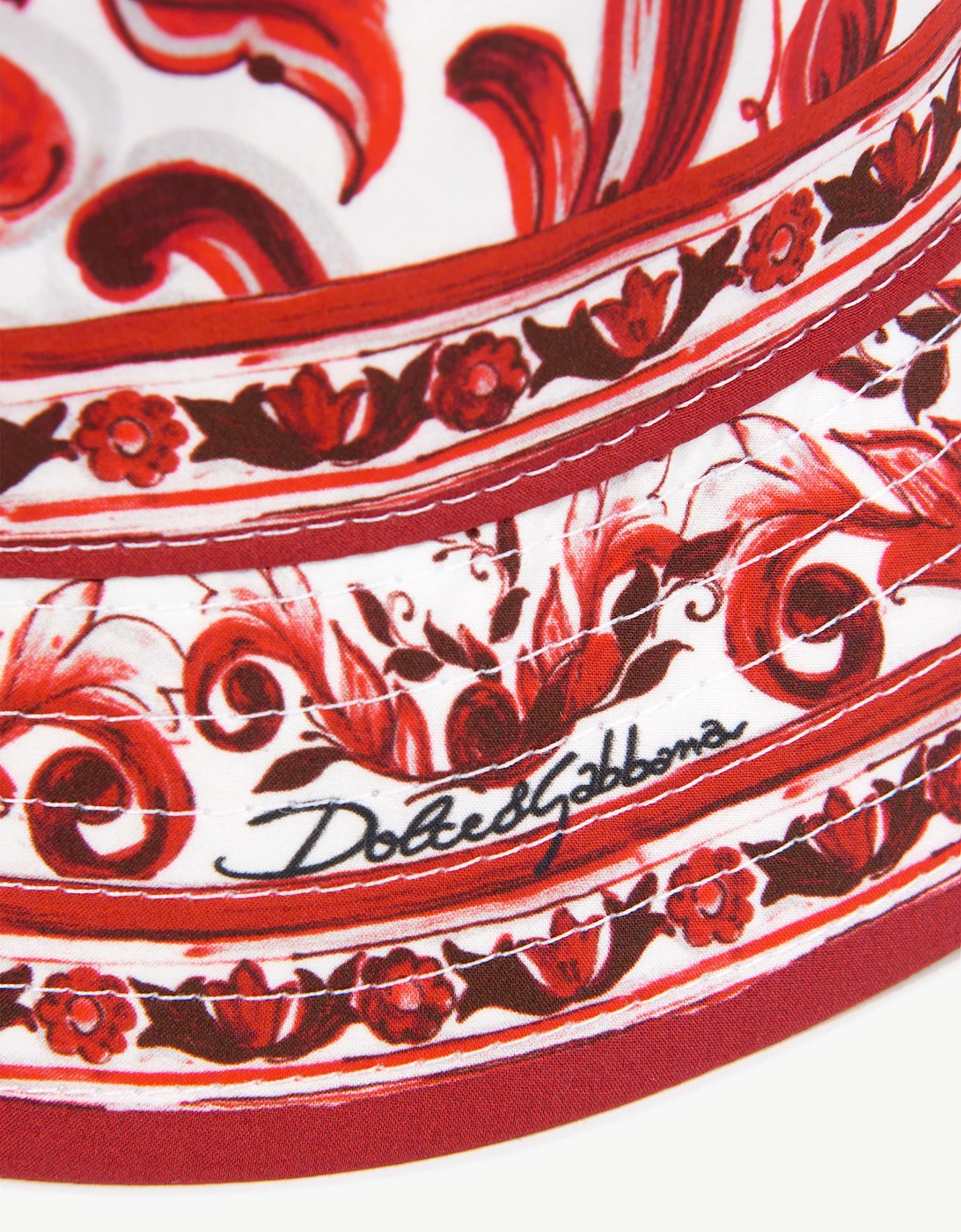 Dolce & Gabbana Boys Majolica Print Bucket Hat in Red