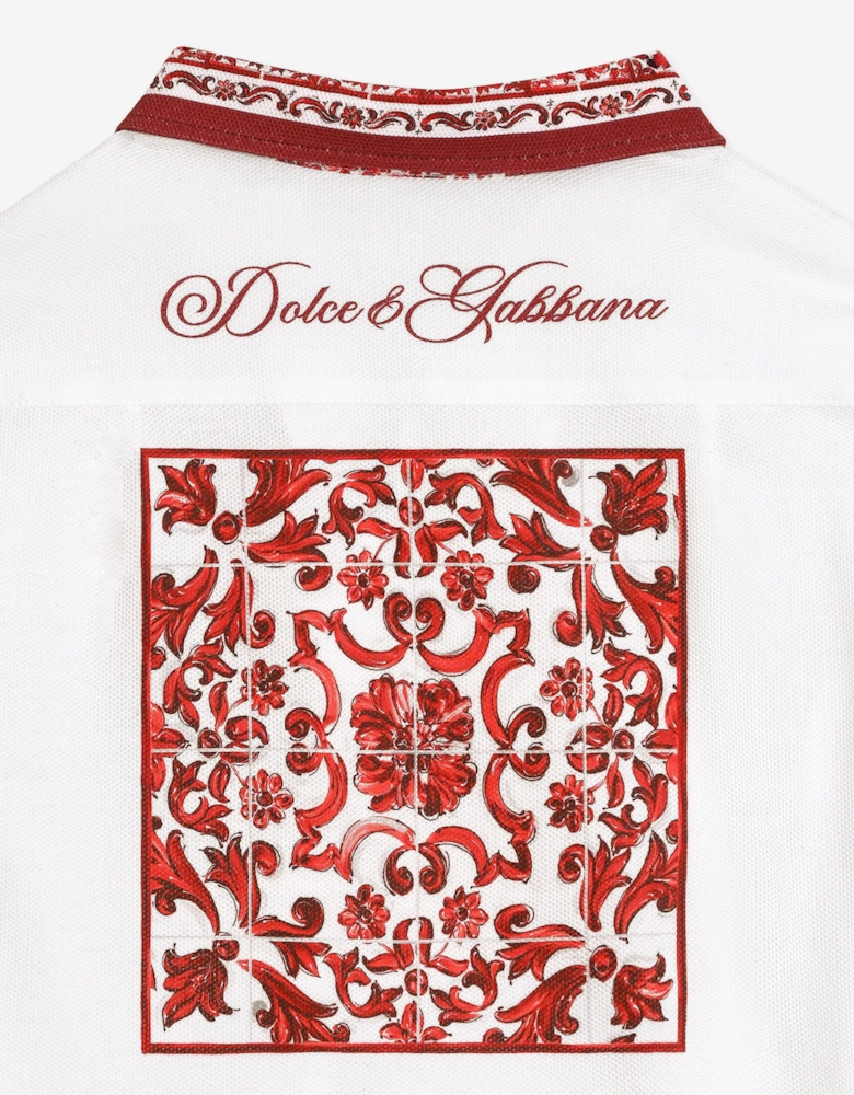 Dolce & Gabbana Boys Majolica Print Pocket Shirt in White