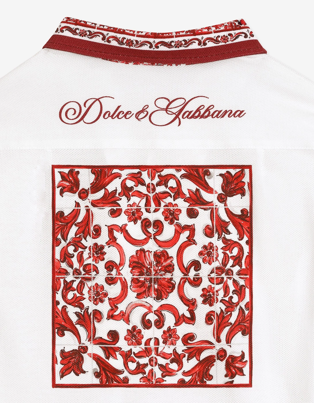 Dolce & Gabbana Boys Majolica Print Pocket Shirt in White
