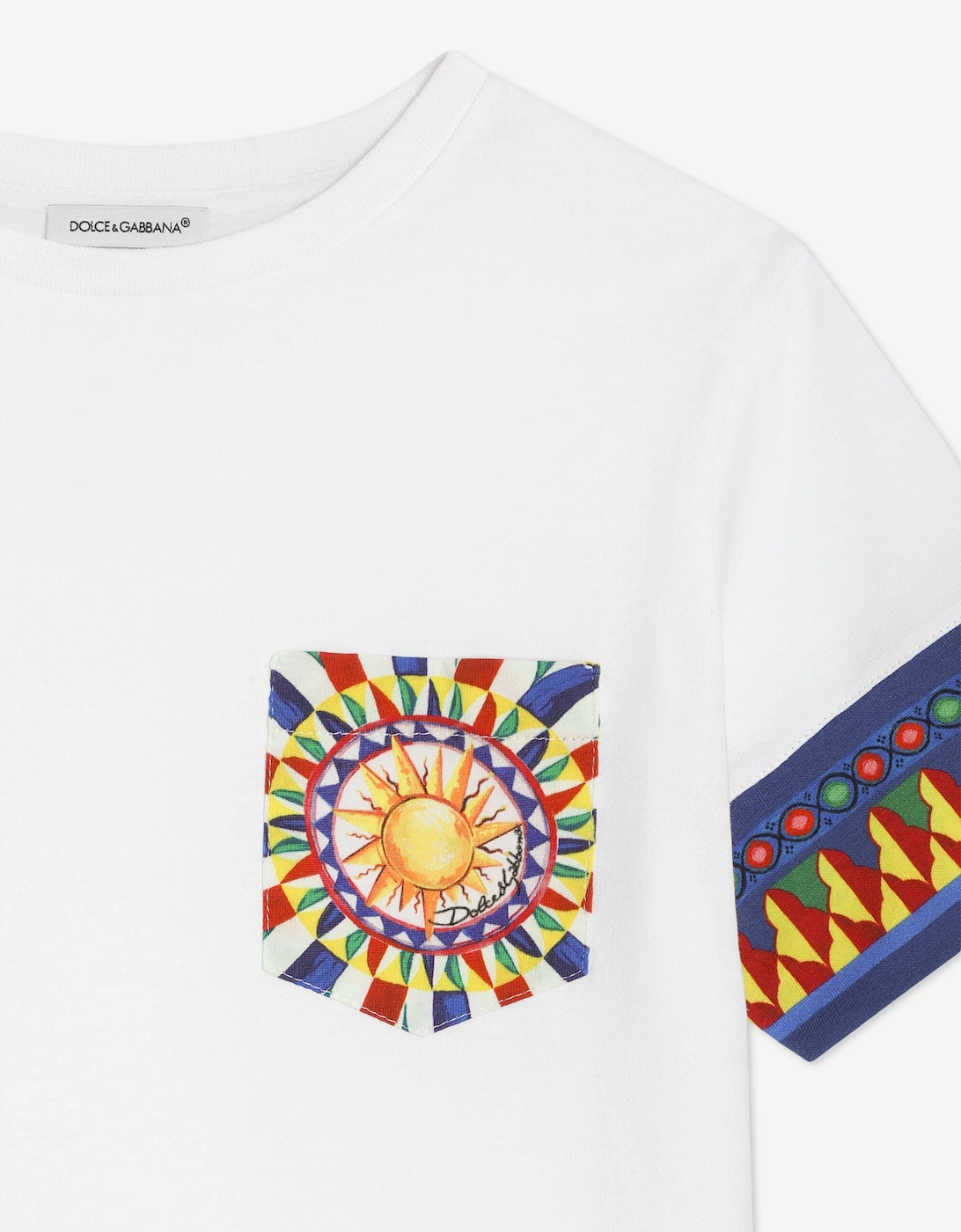Dolce & Gabbana Boys Carretto Print Pocket T-Shirt in White