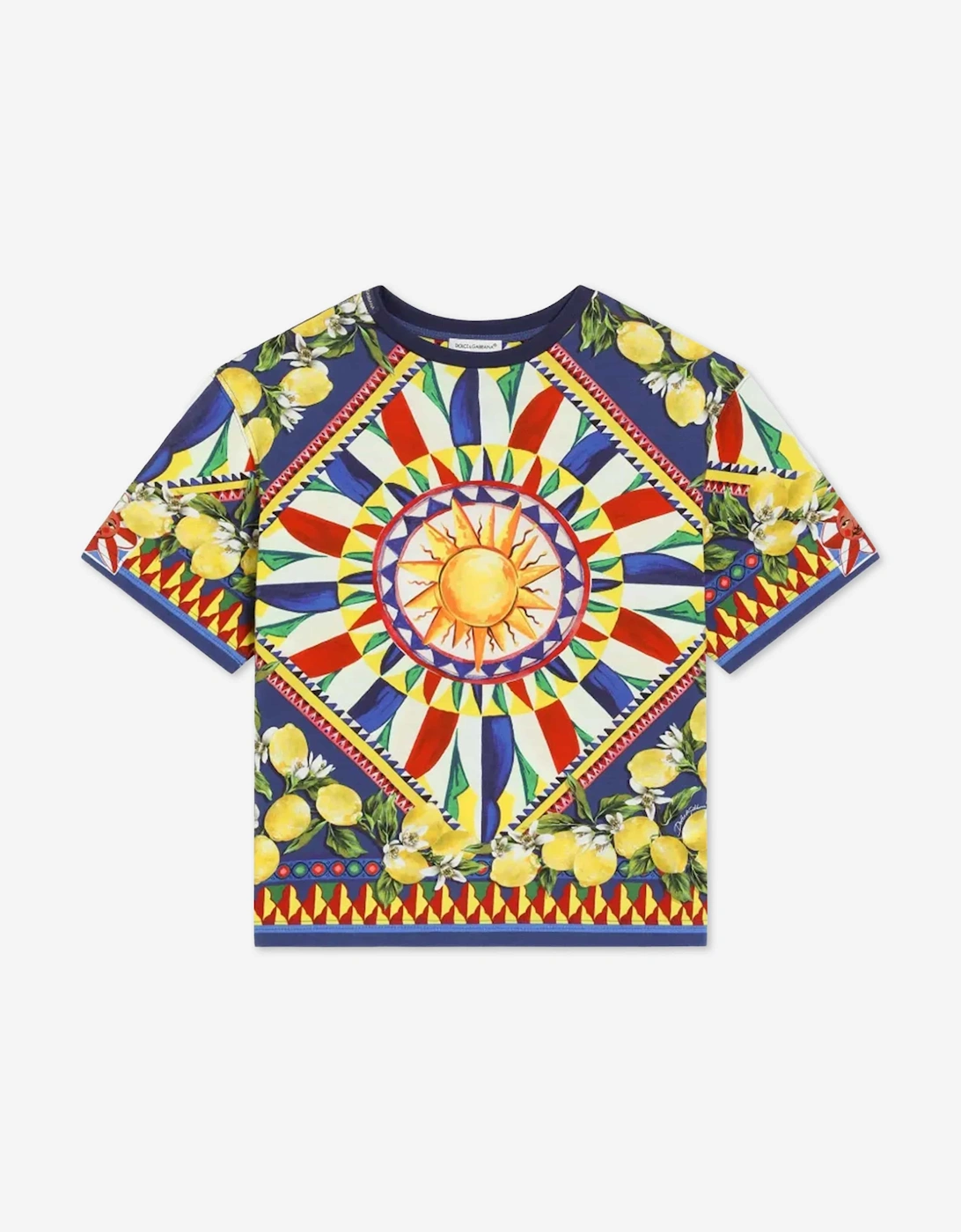 Dolce & Gabbana Boys Blue Carretto Print T-Shirt  - Size 4 Years Kids