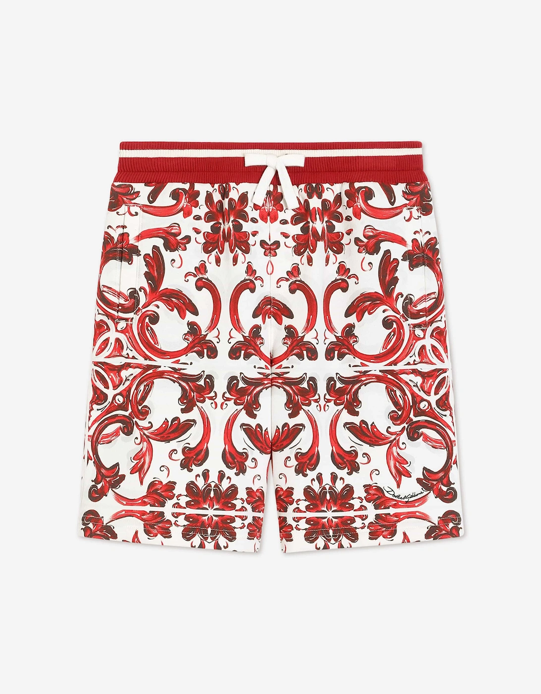 Dolce & Gabbana Boys Majolica Print Bermuda Shorts in Red