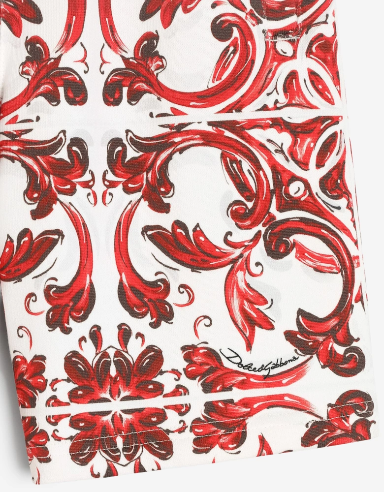 Dolce & Gabbana Boys Majolica Print Bermuda Shorts in Red