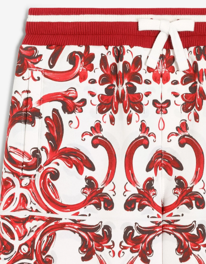 Dolce & Gabbana Boys Majolica Print Bermuda Shorts in Red