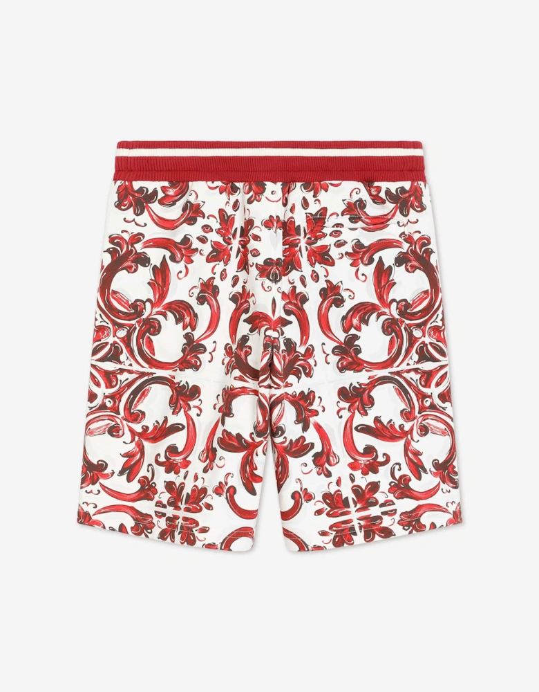 Dolce & Gabbana Boys Majolica Print Bermuda Shorts in Red