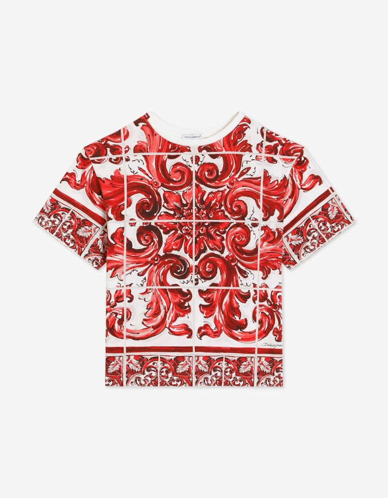 Dolce & Gabbana Boys Majolica Print T-Shirt in Red