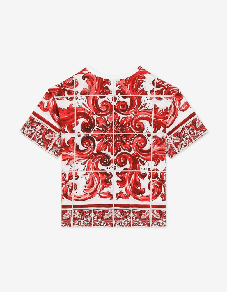 Dolce & Gabbana Boys Majolica Print T-Shirt in Red