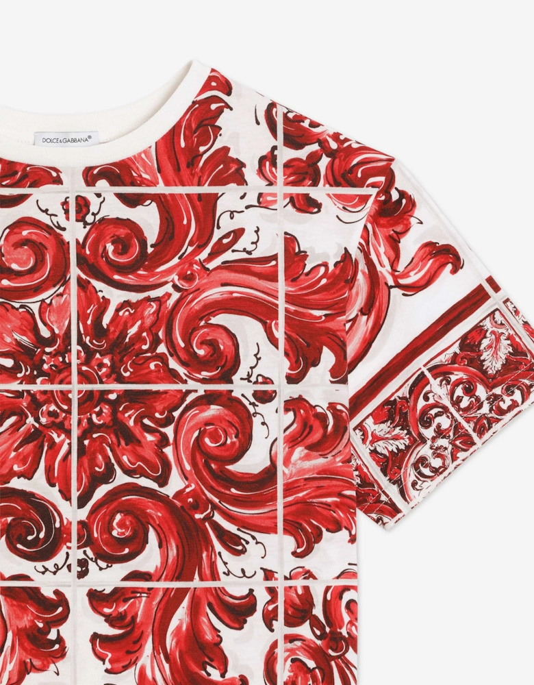Dolce & Gabbana Boys Majolica Print T-Shirt in Red