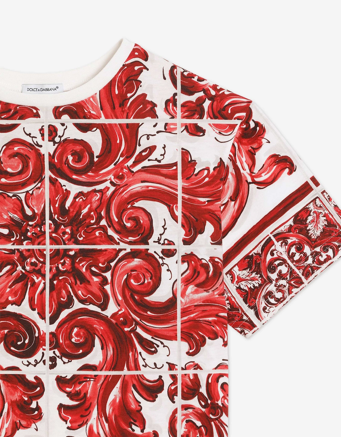 Dolce & Gabbana Boys Majolica Print T-Shirt in Red