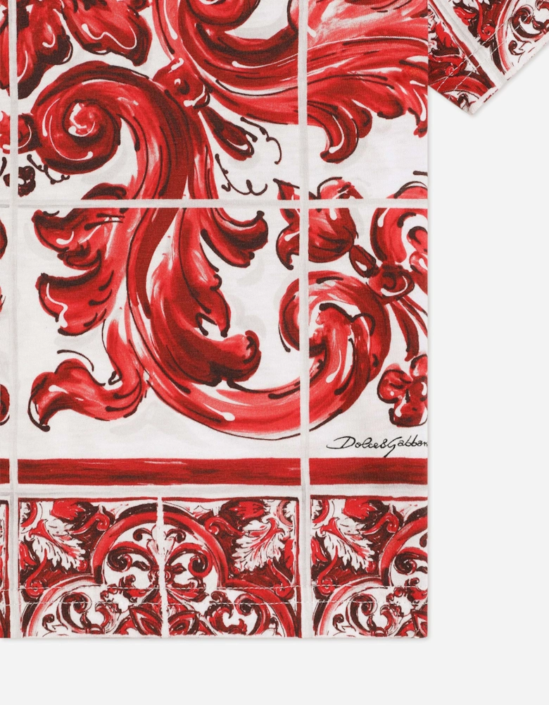 Dolce & Gabbana Boys Majolica Print T-Shirt in Red