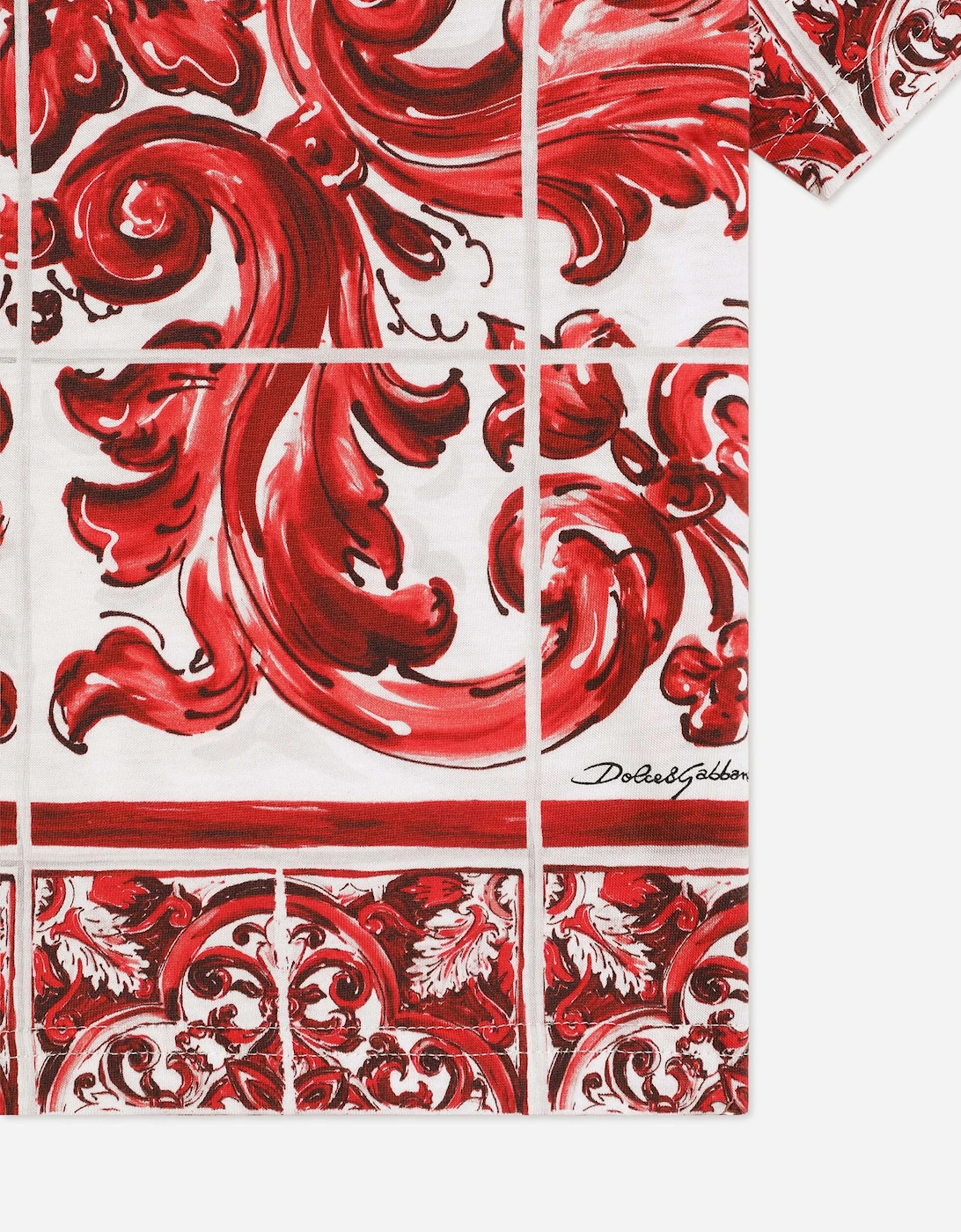Dolce & Gabbana Boys Majolica Print T-Shirt in Red
