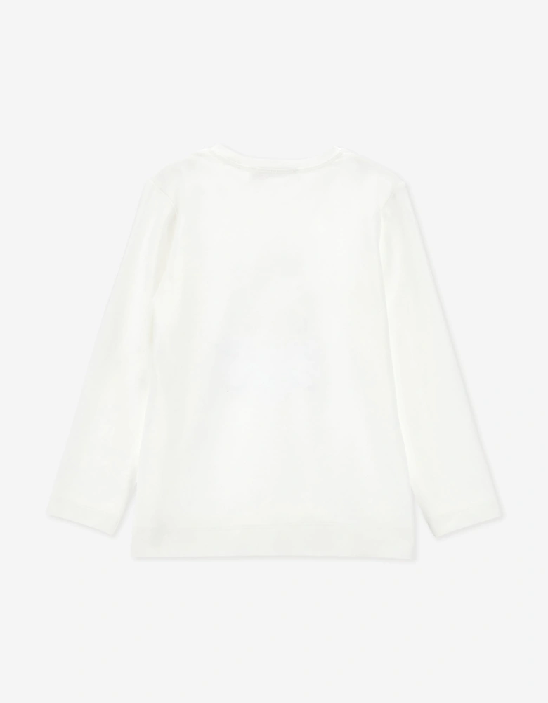 Monnalisa Girls Flower Bear Long Sleeve T-Shirt in Ivory