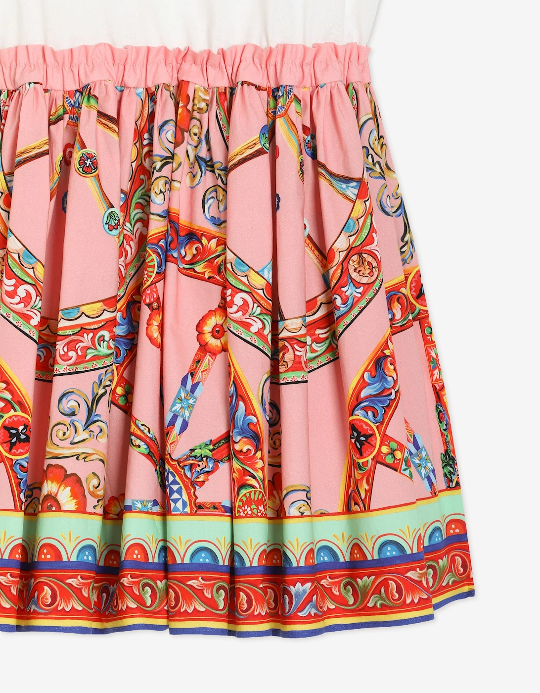 Dolce & Gabbana Girls Carretto Print Logo Dress in Pink
