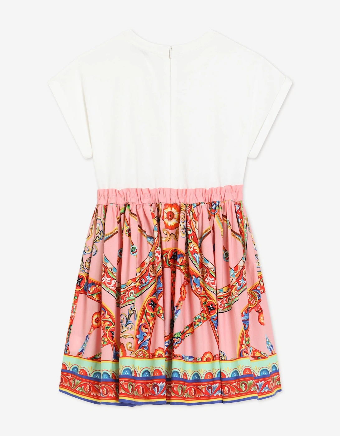 Dolce & Gabbana Girls Carretto Print Logo Dress in Pink