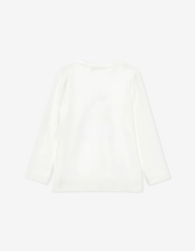 Monnalisa Girls Flower Bear Long Sleeve T-Shirt in Ivory