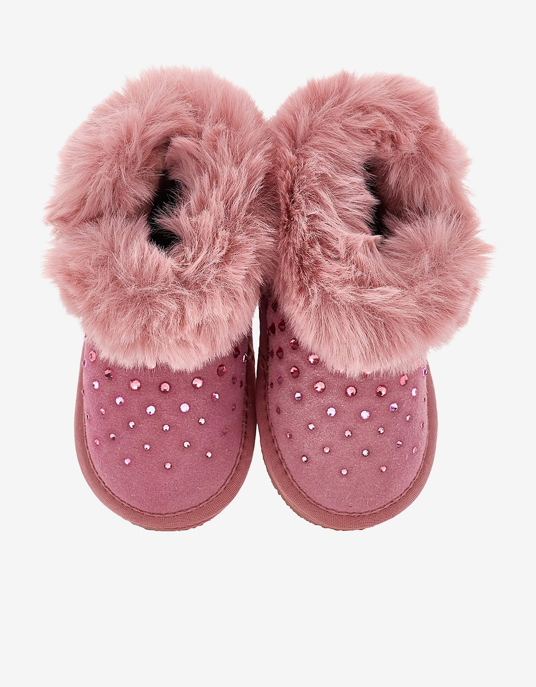 Monnalisa Girls Suede Diamante Boots in Pink