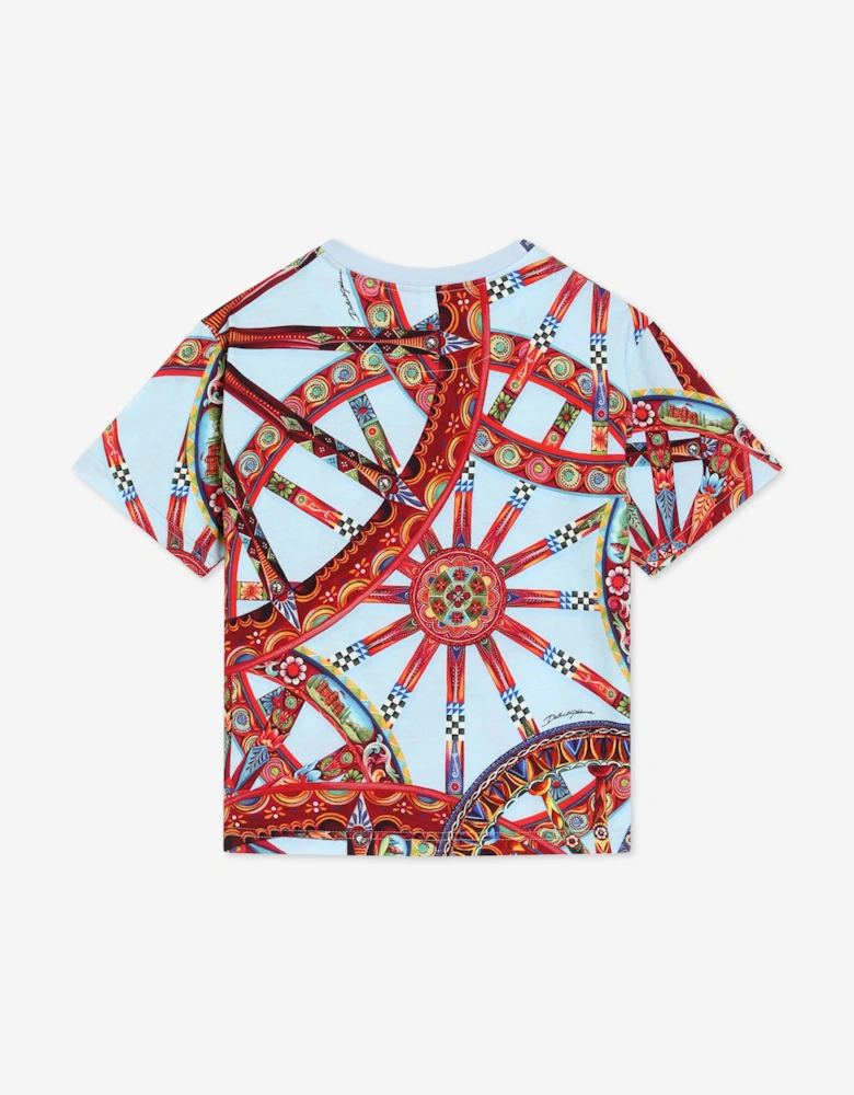 Dolce & Gabbana Boys Carretto Print T-Shirt in Blue