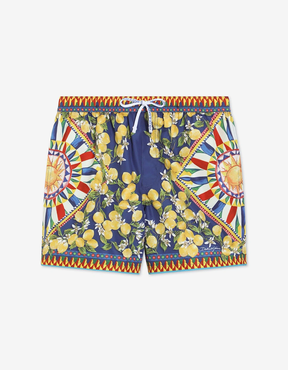 Dolce & Gabbana Boys Carretto Print Swim Shorts in Blue