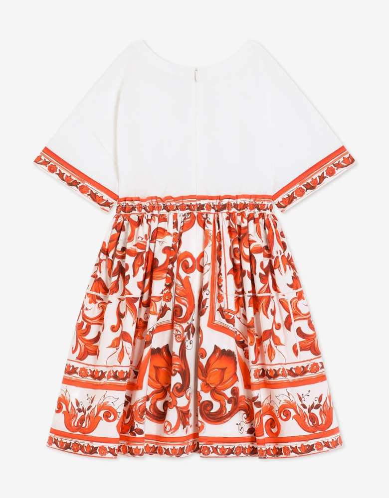 Dolce & Gabbana Girls Majolica Logo Dress in Red