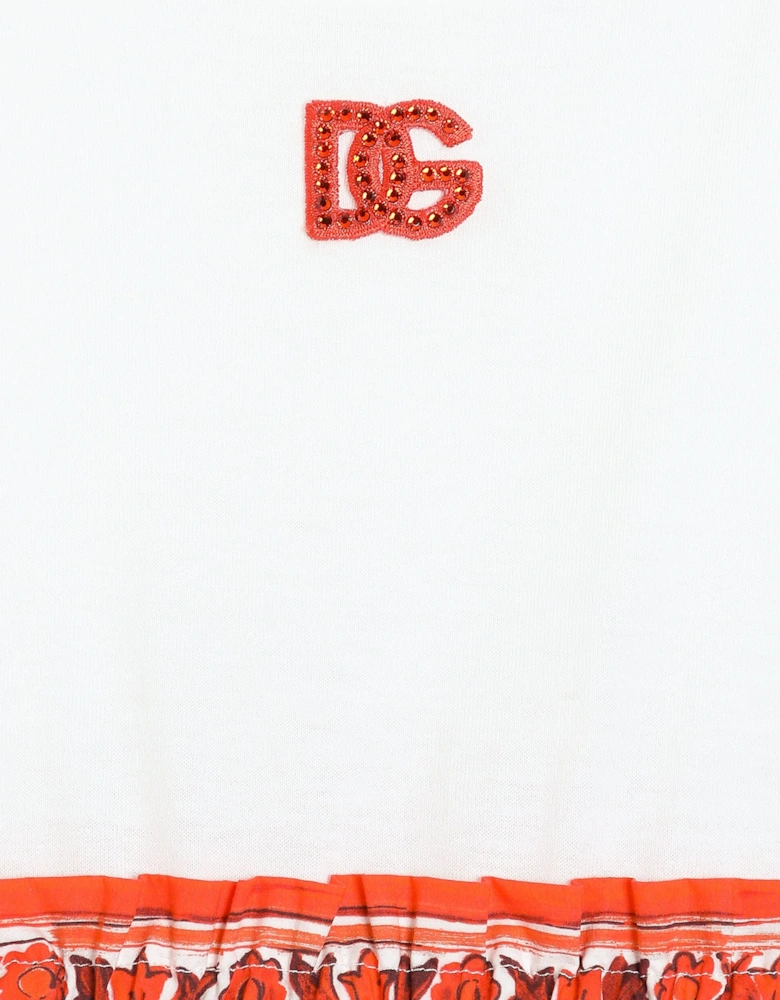 Dolce & Gabbana Girls Majolica Logo Dress in Red