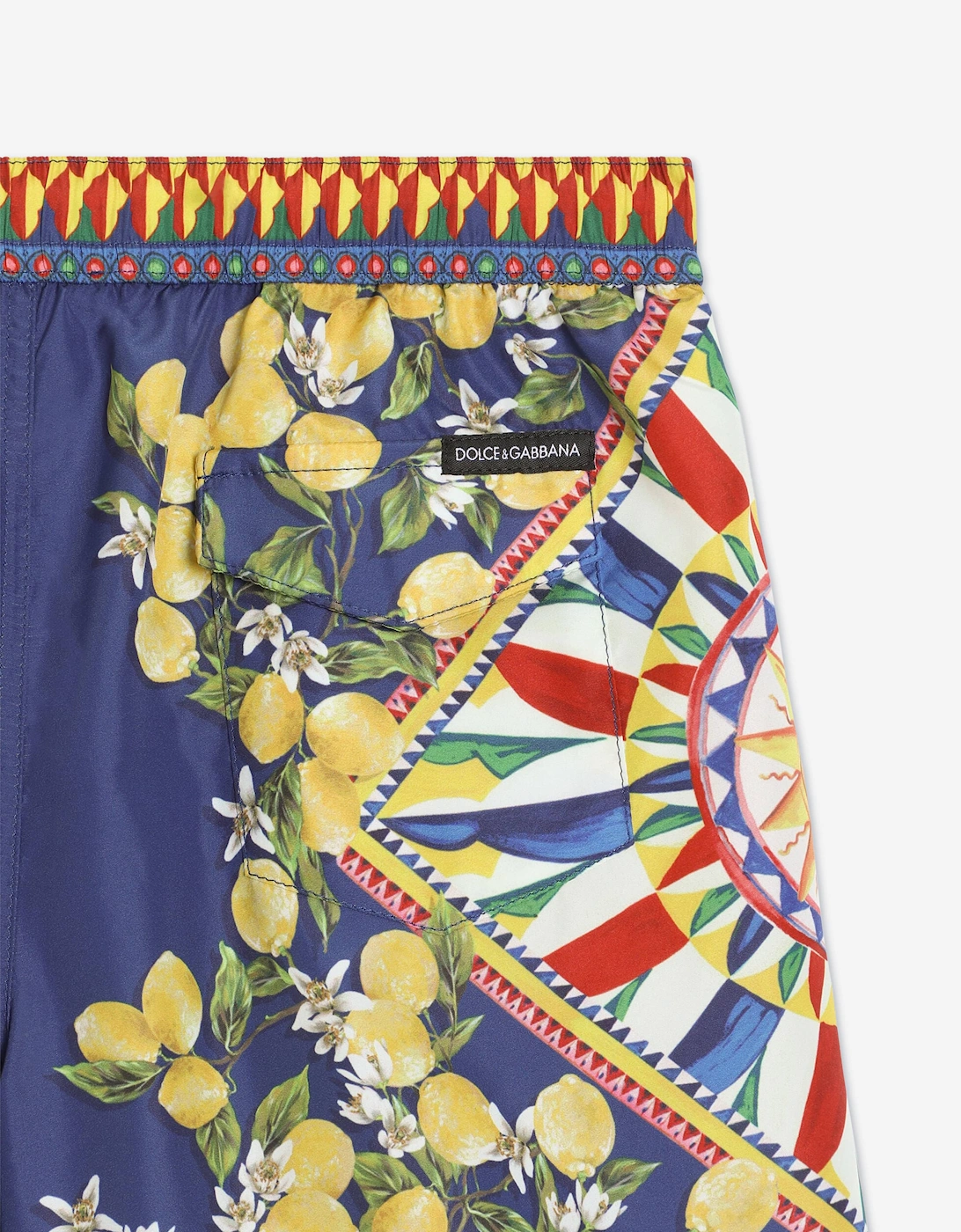 Dolce & Gabbana Boys Carretto Print Swim Shorts in Blue