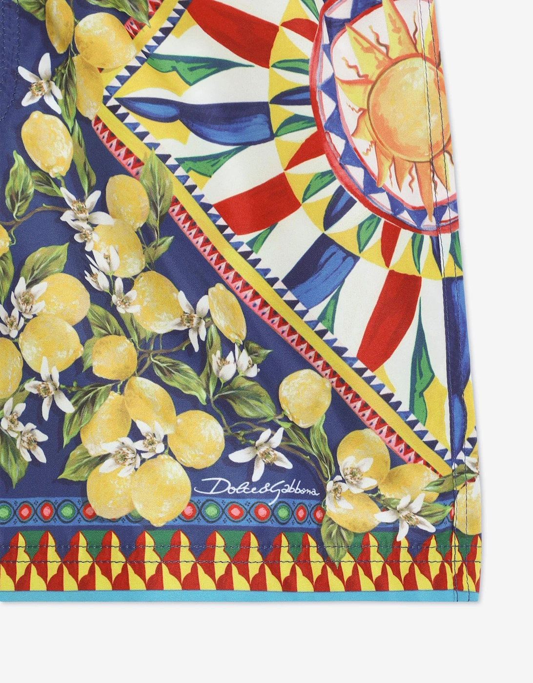 Dolce & Gabbana Boys Carretto Print Swim Shorts in Blue