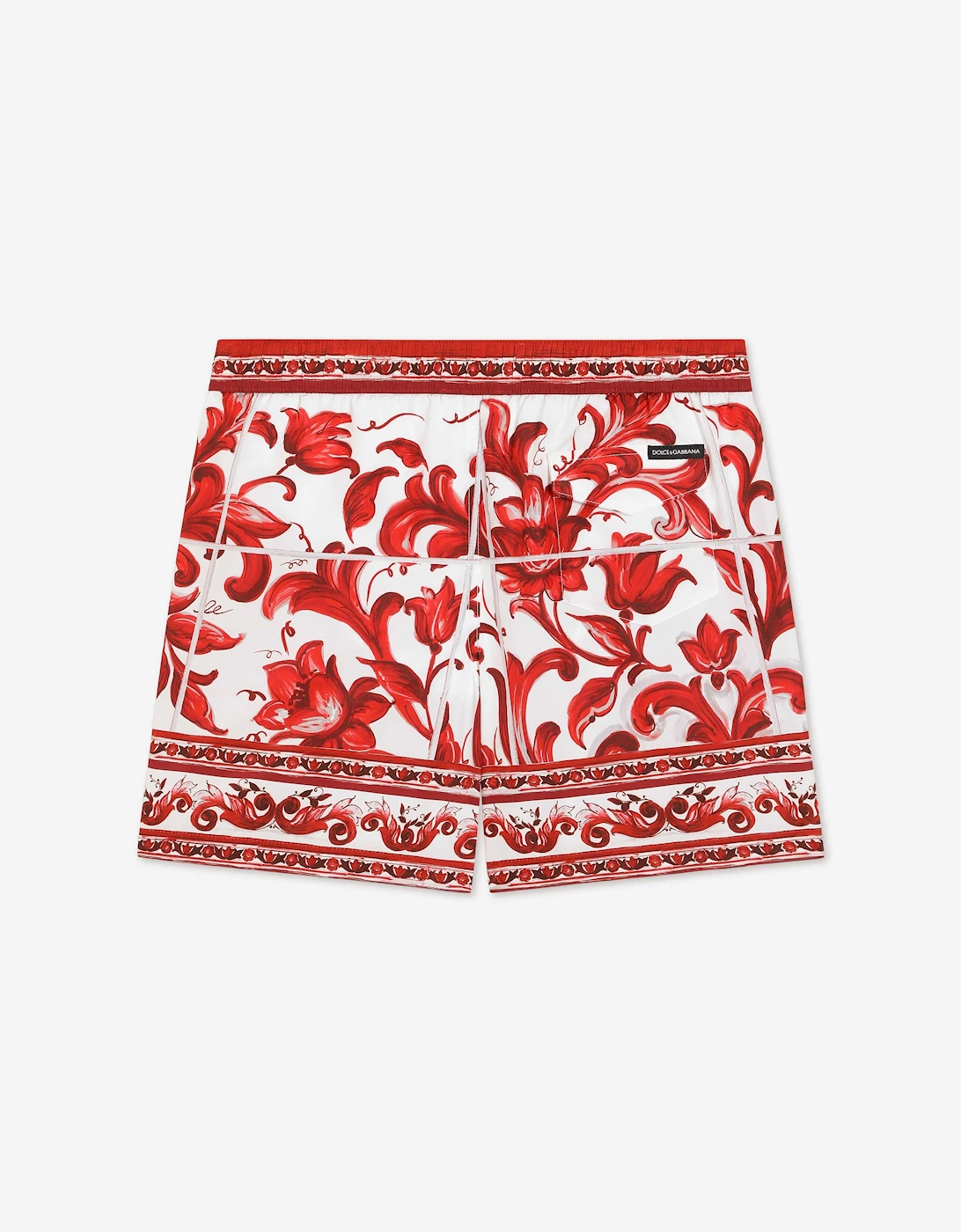 Dolce & Gabbana Boys Majolica Print Swim Shorts in Red