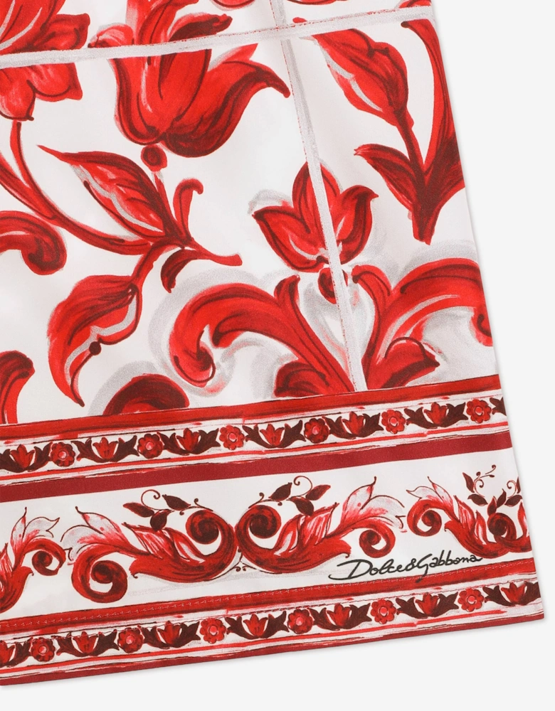 Dolce & Gabbana Boys Majolica Print Swim Shorts in Red