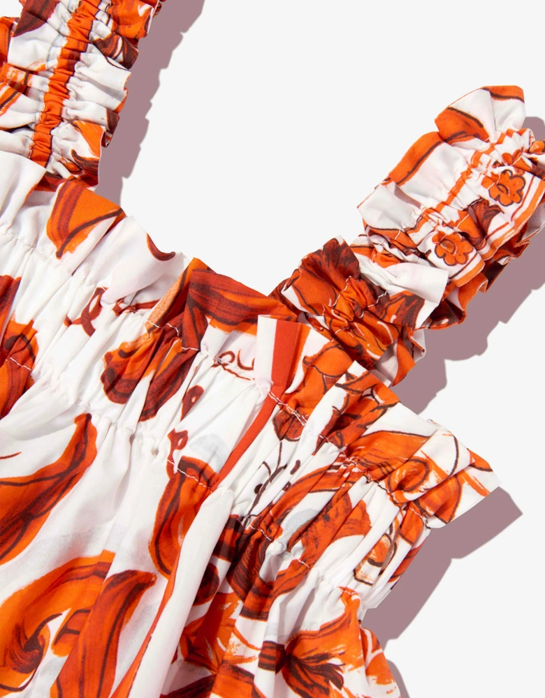 Dolce & Gabbana Girls Majolica Print Sleeveless Dress in Orange