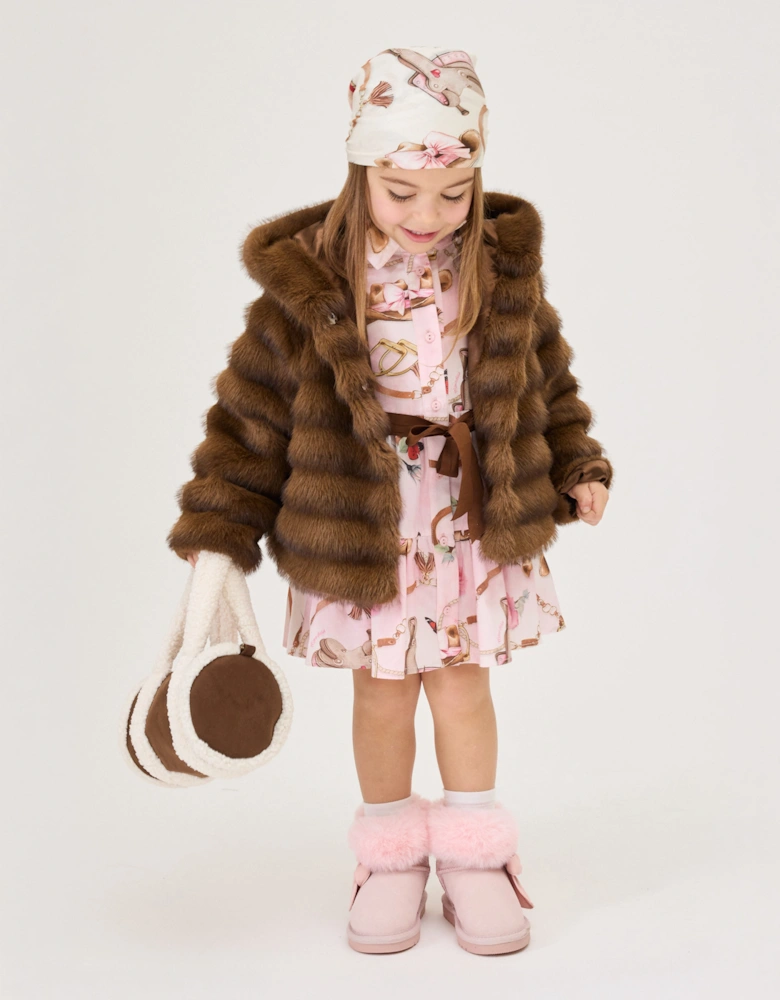 Monnalisa Girls Suede Bow Boots in Pink