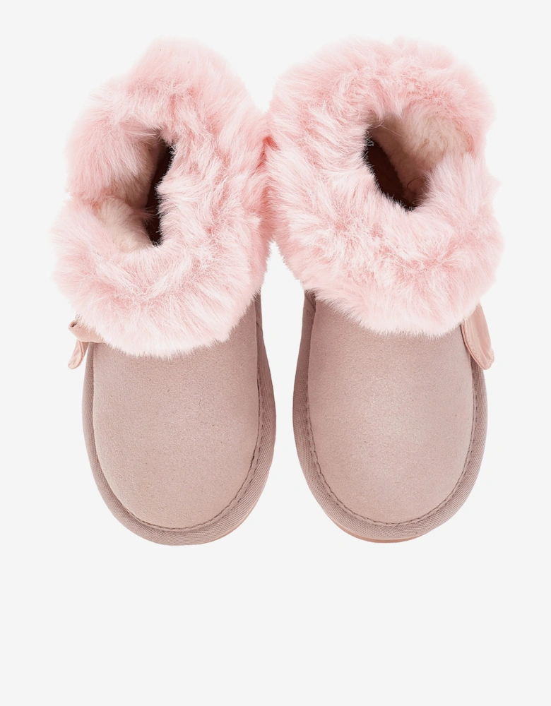 Monnalisa Girls Suede Bow Boots in Pink