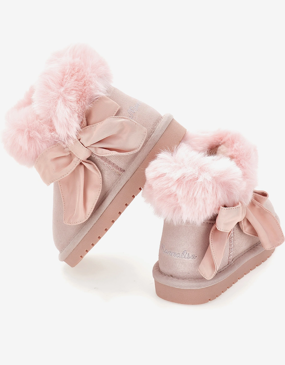 Monnalisa Girls Suede Bow Boots in Pink