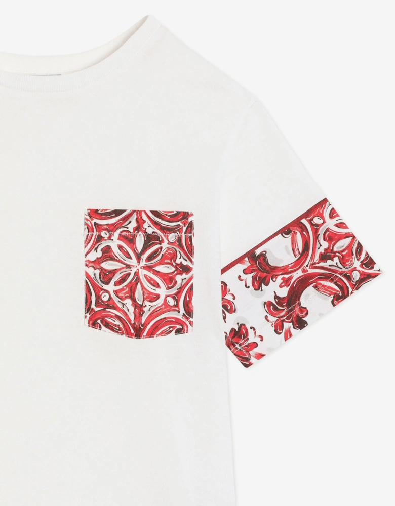 Dolce & Gabbana Boys Majolica Pocket T-Shirt in White